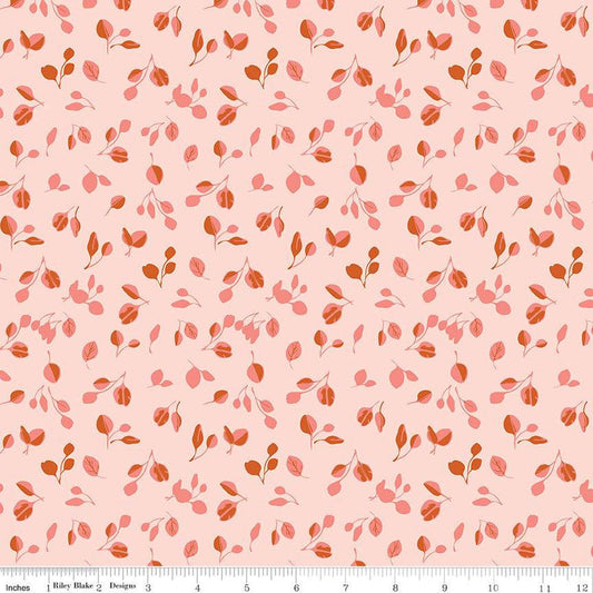 SALE Porch Swing Eucalyptus C14053 Pink - Riley Blake Designs - Leaf Leaves - Quilting Cotton Fabric