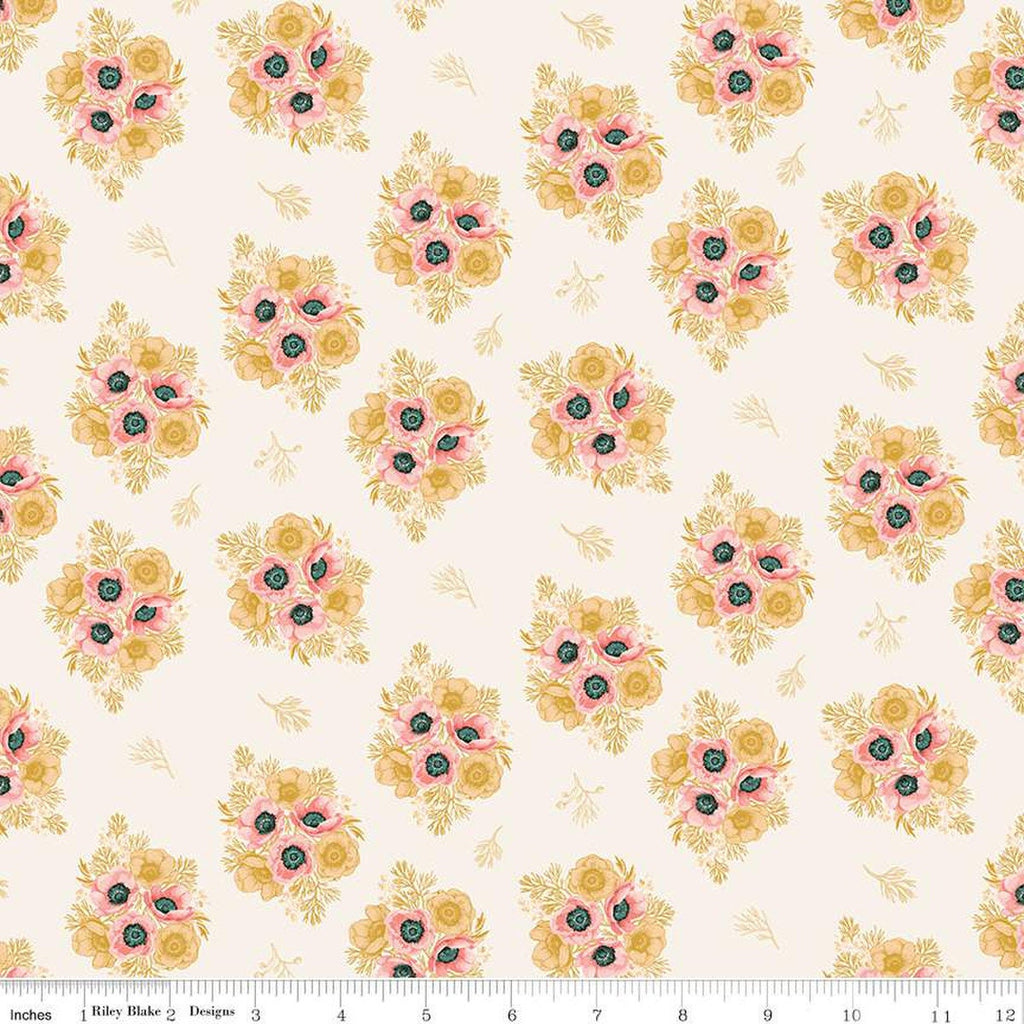 SALE Porch Swing Vignettes C14054 Cream by Riley Blake Designs - Floral Flowers - Quilting Cotton Fabric