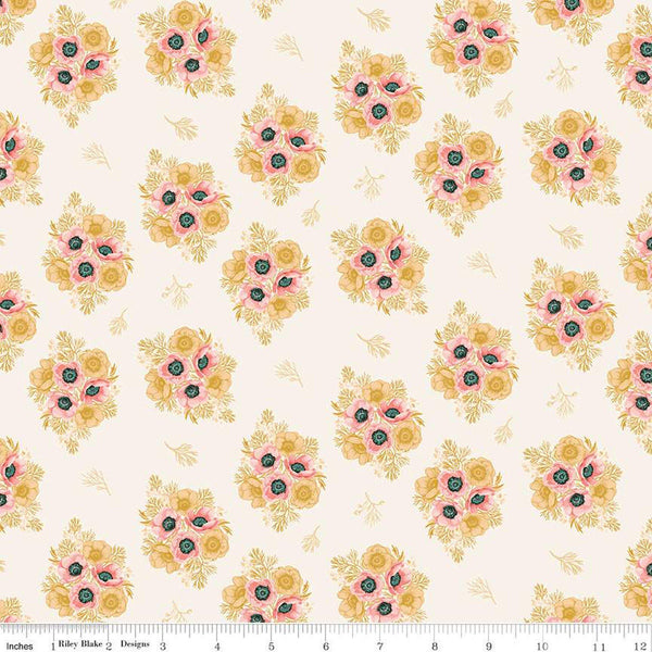 Porch Swing Vignettes C14054 Cream by Riley Blake Designs - Floral Flowers - Quilting Cotton Fabric