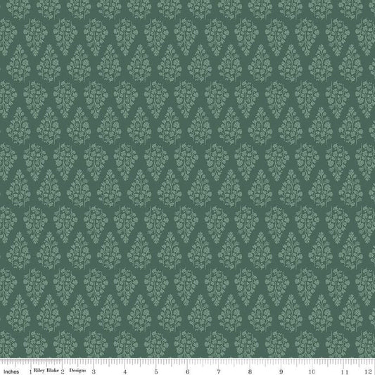 32" End of Bolt - SALE Porch Swing Stems C14055 Hunter - Riley Blake Designs - Leaf Leaves - Quilting Cotton Fabric