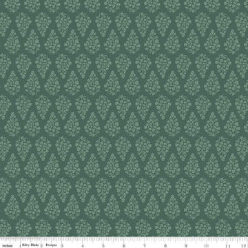 Fat Quarter End of Bolt - SALE Porch Swing Stems C14055 Hunter - Riley Blake Designs - Leaf Leaves - Quilting Cotton Fabric