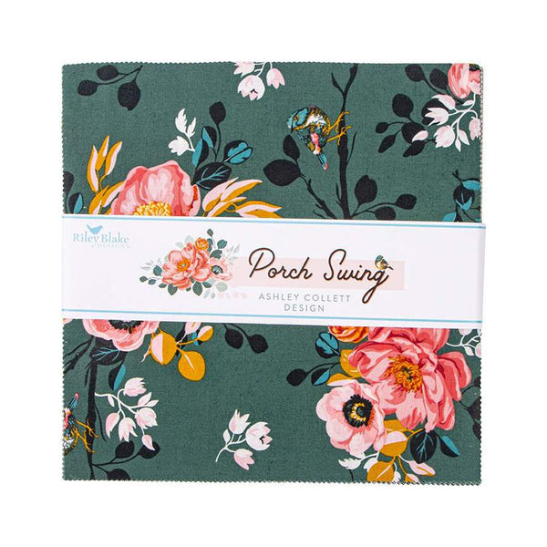 SALE Porch Swing Layer Cake 10" Stacker Bundle - Riley Blake Designs - 42 piece Precut Pre cut - Floral - Quilting Cotton Fabric