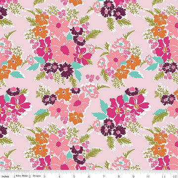 SALE Flower Farm Main C13980 Pink - Riley Blake Designs - Floral Flowers - Quilting Cotton Fabric
