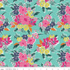 SALE Flower Farm Main C13980 Teal - Riley Blake Designs - Floral Flowers - Quilting Cotton Fabric