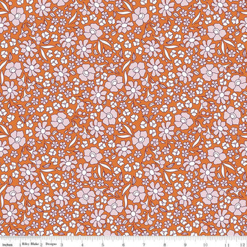 CLEARANCE Flower Farm Flower Field C13982 Orange - Riley Blake Designs - Floral Flowers - Quilting Cotton Fabric