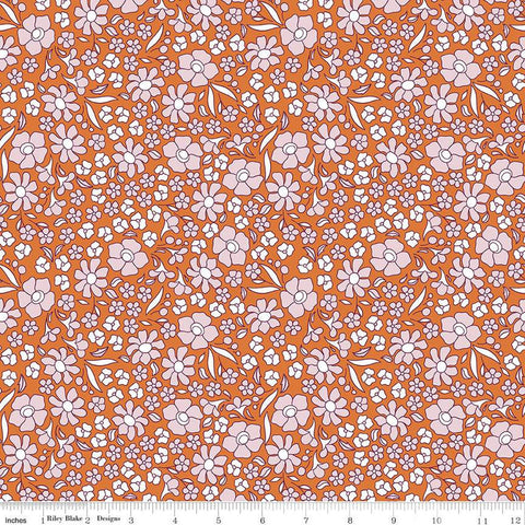 Flower Farm Flower Field C13982 Orange by Riley Blake Designs - Floral Flowers - Quilting Cotton Fabric