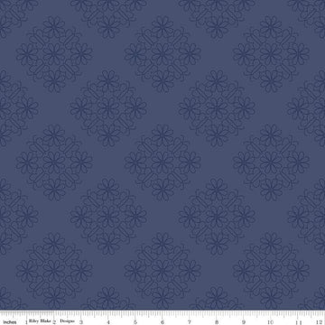 SALE Flower Farm Outlined Floral C13983 Navy - Riley Blake Designs - Flowers - Quilting Cotton Fabric