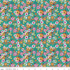 SALE Flower Farm Potted Flowers C13984 Teal - Riley Blake Designs - Floral Blossoms - Quilting Cotton Fabric