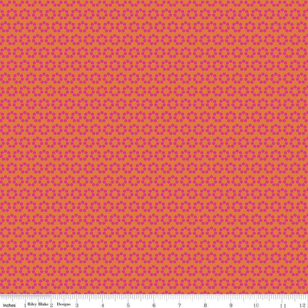 CLEARANCE Flower Farm Flower Dots C13985 Orange by Riley Blake Designs - Floral Flowers - Quilting Cotton Fabric