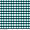 SALE Flower Farm PRINTED Gingham C13986 Teal - Riley Blake Designs - 1/2" Check Navy Teal White - Quilting Cotton Fabric