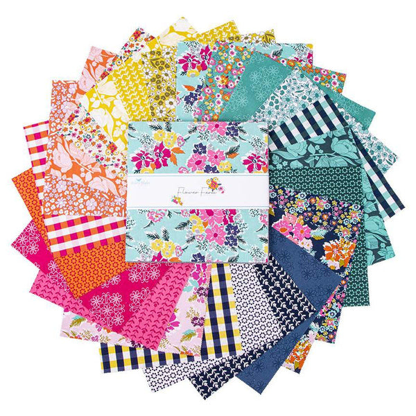 Flower Farm Layer Cake 10" Stacker Bundle - Riley Blake Designs - 42 piece Precut Pre cut - Floral - Quilting Cotton Fabric