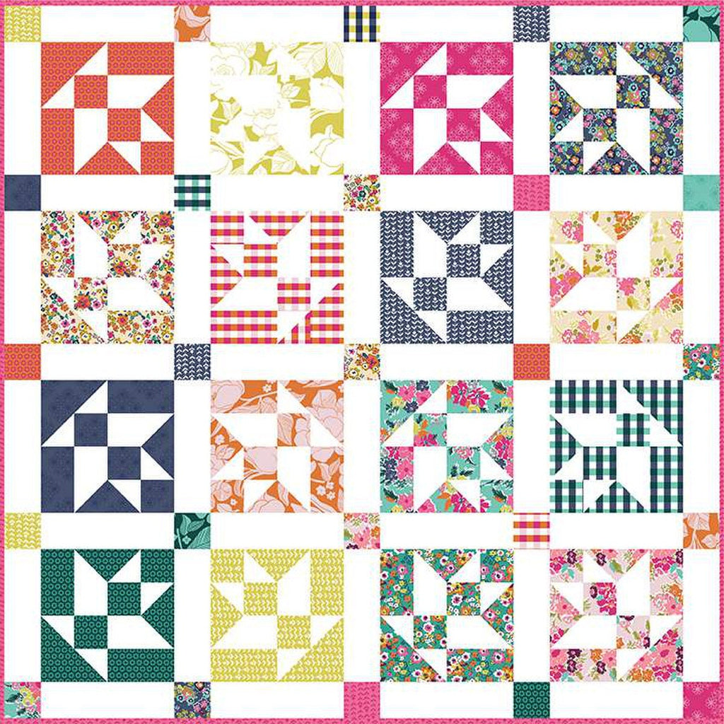 SALE Flower Basket Quilt PATTERN P126 by Keera Job - Riley Blake Designs - INSTRUCTIONS Only - Pieced Fat Quarter Friendly