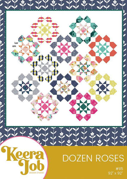 SALE Dozen Roses Quilt PATTERN P126 by Keera Job - Riley Blake Designs - INSTRUCTIONS Only - Pieced Fat Quarter Friendly