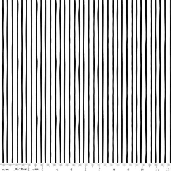 28" End of Bolt - Alphabet Zoo Stripes C14094 Black by Riley Blake Designs - Stripe Striped with White - Quilting Cotton Fabric