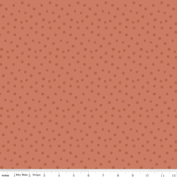 Alphabet Zoo Dots C14095 Terracotta - Riley Blake Designs - Dot Dotted - Quilting Cotton Fabric