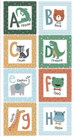 SALE Alphabet Zoo Pillow Panel P14097 by Riley Blake Designs - Animals Letters - Quilting Cotton Fabric
