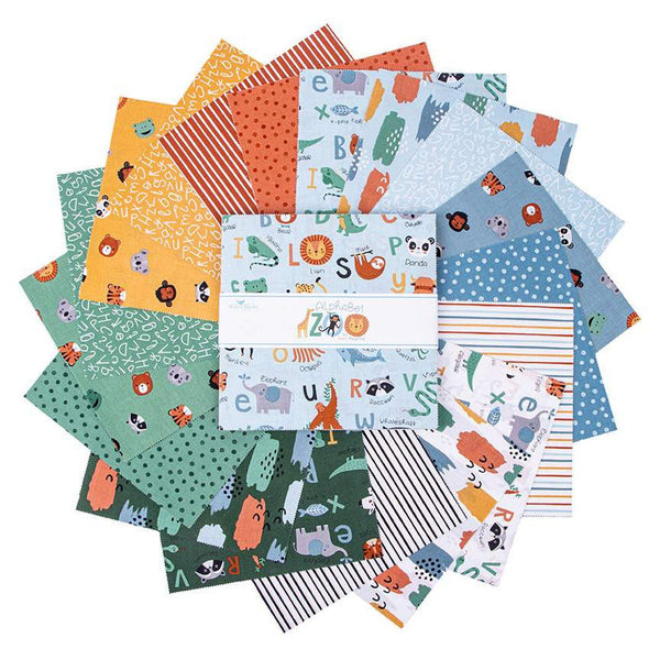 Alphabet Zoo Layer Cake 10" Stacker Bundle - Riley Blake Designs - 42 piece Precut Pre cut - Animals Letters - Quilting Cotton Fabric