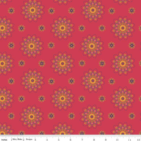 Market Street Medallions C14121 Berry by Riley Blake Designs - Floral Flowers - Quilting Cotton Fabric