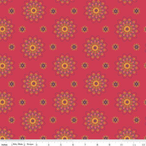 SALE Market Street Medallions C14121 Berry by Riley Blake Designs - Floral Flowers - Quilting Cotton Fabric