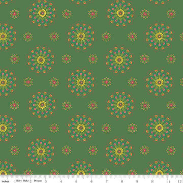 SALE Market Street Medallions C14121 Green - Riley Blake Designs - Floral Flowers - Quilting Cotton Fabric