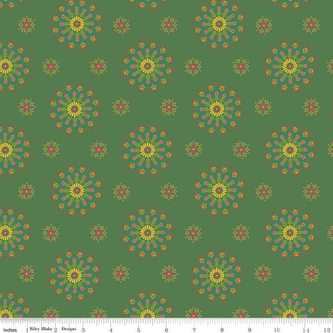 SALE Market Street Medallions C14121 Green by Riley Blake Designs - Floral Flowers - Quilting Cotton Fabric