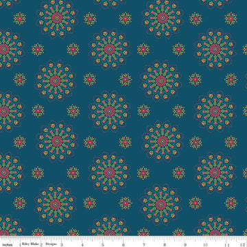 SALE Market Street Medallions C14121 Navy - Riley Blake Designs - Floral Flowers - Quilting Cotton Fabric