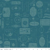 SALE Afternoon Tea Labels C14032 Colonial Blue - Riley Blake Designs - Text Tone-on-Tone - Quilting Cotton Fabric