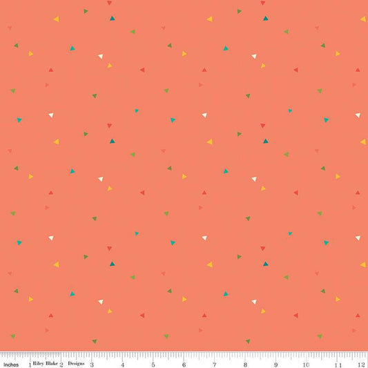 SALE Market Street Triangles C14127 Coral - Riley Blake Designs - Quilting Cotton Fabric