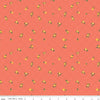 SALE Market Street Flower Grid C14128 Coral - Riley Blake Designs - Floral Flowers Blossoms Dots Diagonal Grid - Quilting Cotton Fabric
