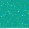 Fat Quarter End of Bolt -  Market Street Flower Grid C14128 Teal - Riley Blake - Floral Flowers Blossoms Dots - Quilting Cotton Fabric