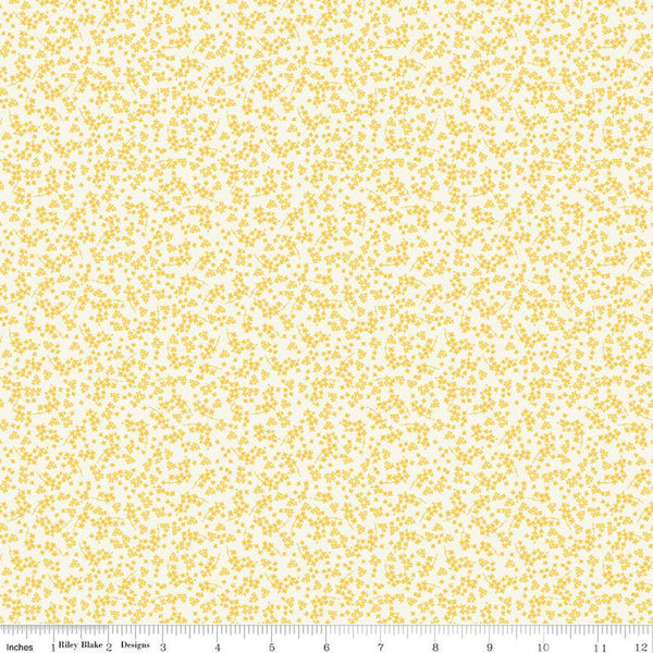 Spring Gardens Ditsy Floral C14115 Cream by Riley Blake Designs - Yellow Flowers - Quilting Cotton Fabric