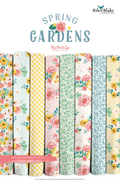 SALE Spring Gardens Fat Quarter Bundle 22 pieces - Riley Blake Designs - Pre cut Precut - Floral - Quilting Cotton Fabric