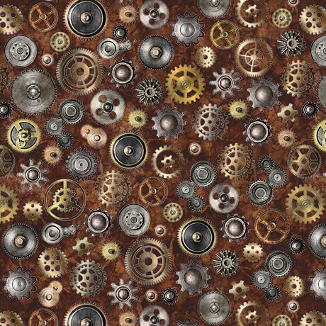 Steampunk Adventures 29565 Gears A - by QT Fabrics - Victorian Motifs - Quilting Cotton Fabric