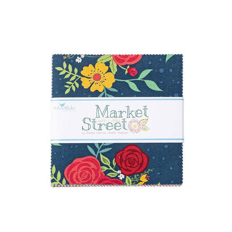 Market Street Charm Pack 5" Stacker Bundle - Riley Blake Designs - 42 piece Precut Pre cut - Floral - Quilting Cotton Fabric