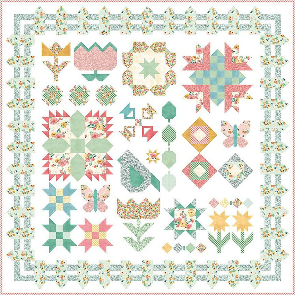 SALE Garden Variety Boxed Quilt Kit KT-14110 by Natalie Crabtree - Riley Blake - Box Pattern Fabric - Spring Gardens - Quilting Cotton