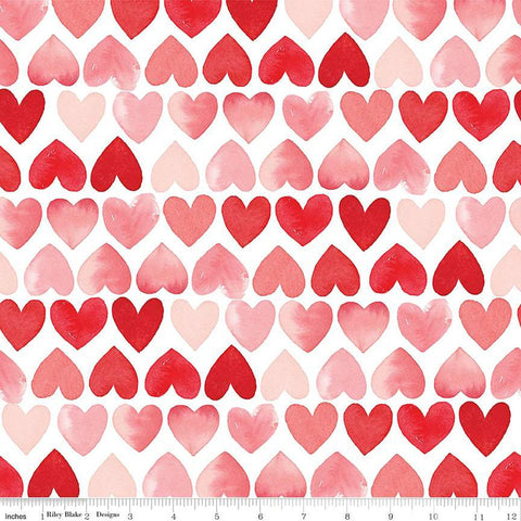 SALE My Valentine Hearts C14151 White by Riley Blake Designs - Valentine's Day Valentines - Quilting Cotton Fabric