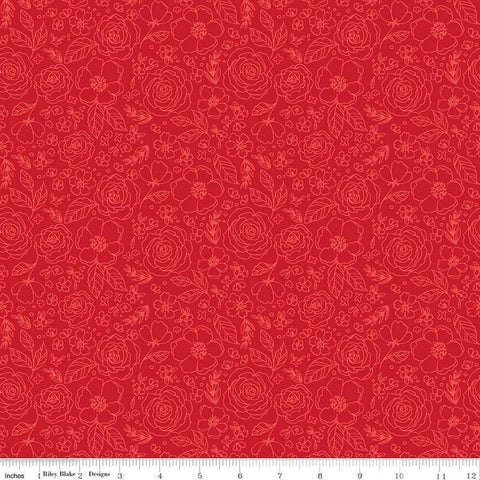 My Valentine Lined Roses C14153 Red by Riley Blake Designs - Floral Flowers Valentine's Day Valentines - Quilting Cotton Fabric