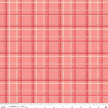 SALE My Valentine Plaid C14155 Coral by Riley Blake Designs - Valentine's Day Valentines - Quilting Cotton Fabric