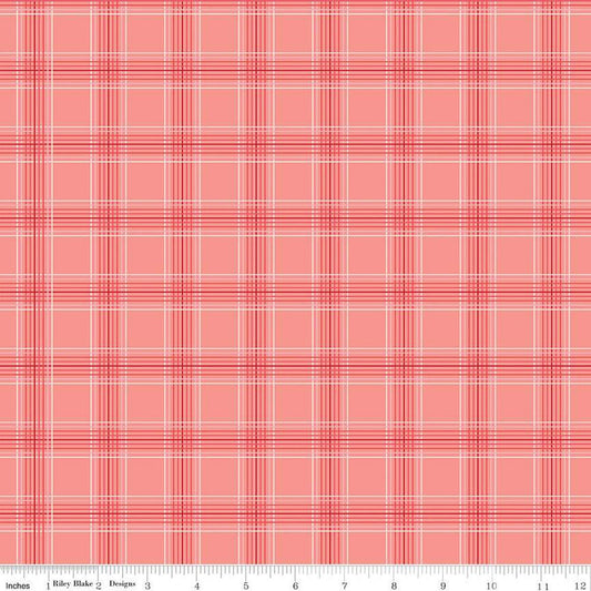 SALE My Valentine Plaid C14155 Coral by Riley Blake Designs - Valentine's Day Valentines - Quilting Cotton Fabric
