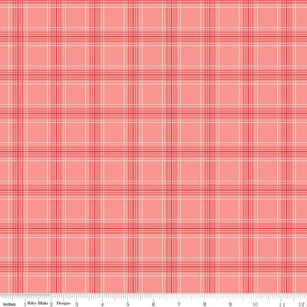 SALE My Valentine Plaid C14155 Coral by Riley Blake Designs - Valentine's Day Valentines - Quilting Cotton Fabric