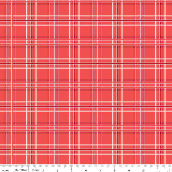 33" End of Bolt - CLEARANCE My Valentine Plaid C14155 Red by Riley Blake Designs - Valentine's Day Valentines - Quilting Cotton Fabric