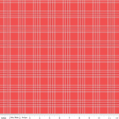 33" End of Bolt - CLEARANCE My Valentine Plaid C14155 Red by Riley Blake Designs - Valentine's Day Valentines - Quilting Cotton Fabric
