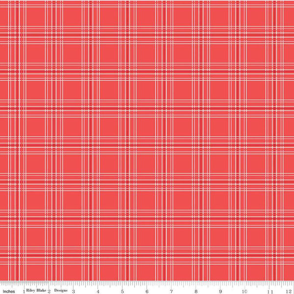 Fat Quarter End of Bolt - CLEARANCE My Valentine Plaid C14155 Red by Riley Blake - Valentine's Day Valentines - Quilting Cotton Fabric