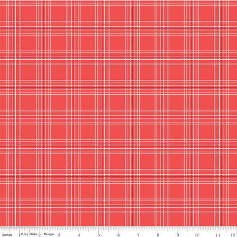 Fat Quarter End of Bolt - CLEARANCE My Valentine Plaid C14155 Red by Riley Blake - Valentine's Day Valentines - Quilting Cotton Fabric