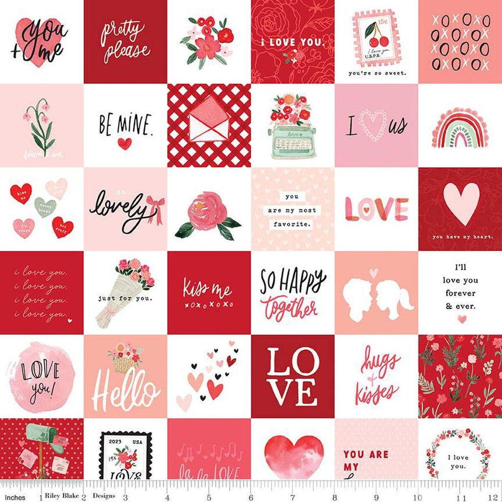 SALE My Valentine Squares C14156 Red by Riley Blake Designs - Valentine's Day Valentines - Quilting Cotton Fabric