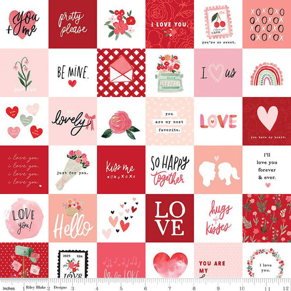 CLEARANCE My Valentine Squares C14156 Red by Riley Blake Designs - Valentine's Day Valentines - Quilting Cotton Fabric