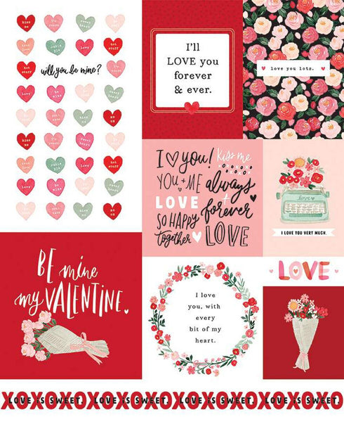 SALE My Valentine Panel P14157 - Riley Blake Designs - Valentine's Day Valentines - Quilting Cotton Fabric