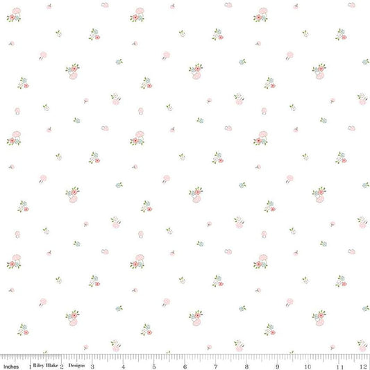 Hush Hush 3 Blooms & Mushrooms Floral Low-Volume Fabric - C14072 - Riley Blake Quilting Cotton Fabric