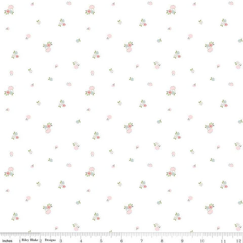 SALE Hush Hush 3 Blooms and Mushrooms C14072 by Riley Blake Designs - Floral Flowers Low-Volume - Quilting Cotton Fabric