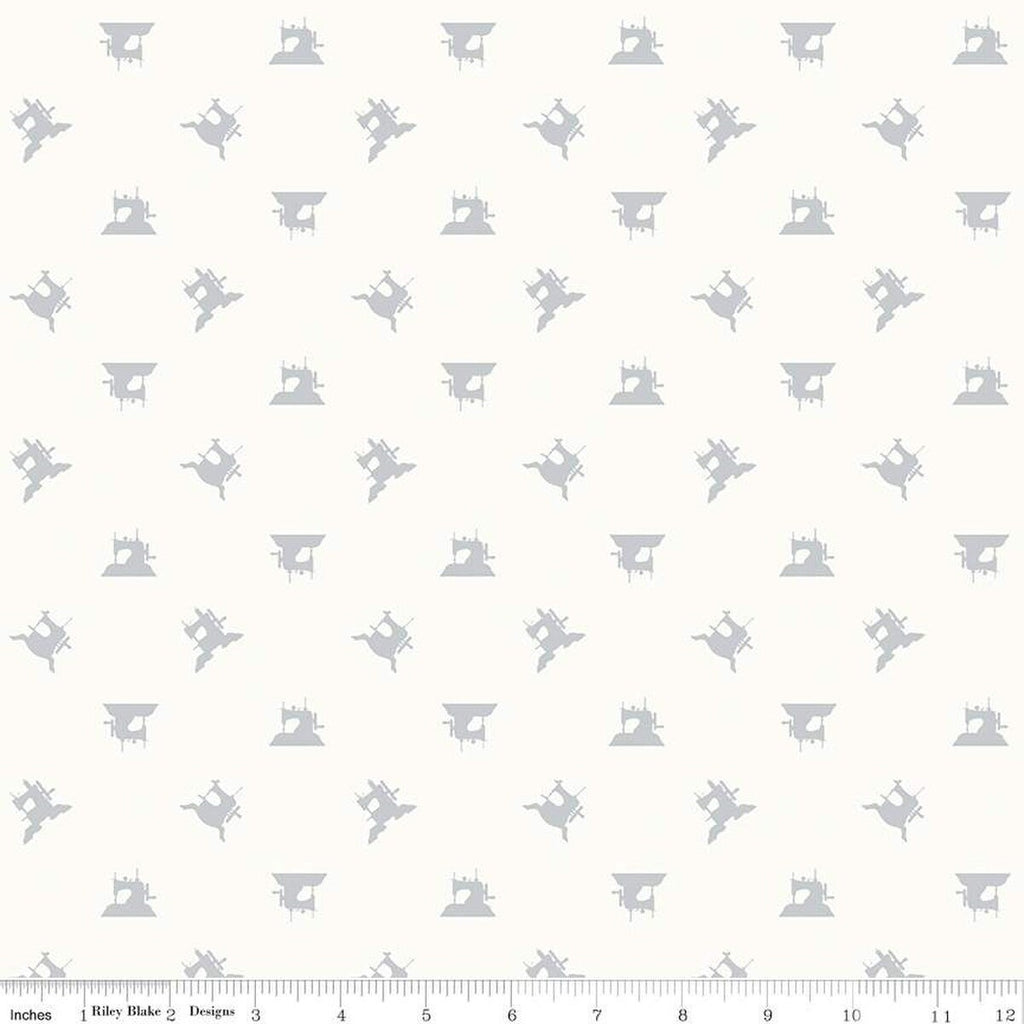 SALE Hush Hush 3 Sewing Silhouettes C14073 by Riley Blake Designs - Vintage Sewing Machines Low-Volume - Quilting Cotton Fabric